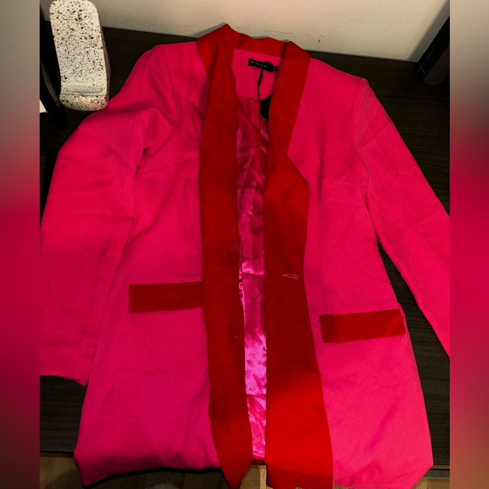 Pretty Little Thing red and hot pink blazer